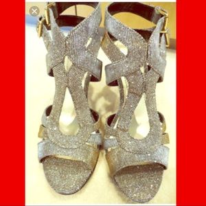 Audrey Brooks Sandals silver gold lattice 7.5M